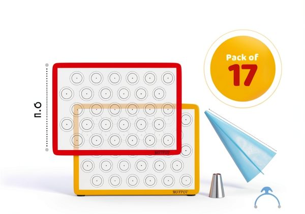 HOTPOP Macaron Baking Kit Silicone Mats Piping Tips-1