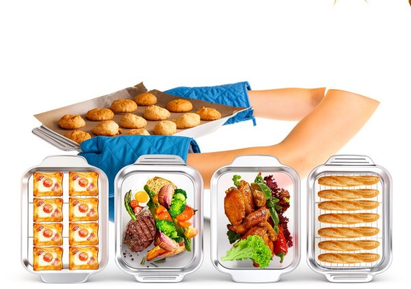 Cook Time Stainless Steel Baking Pan Set with Cooling Rack-2