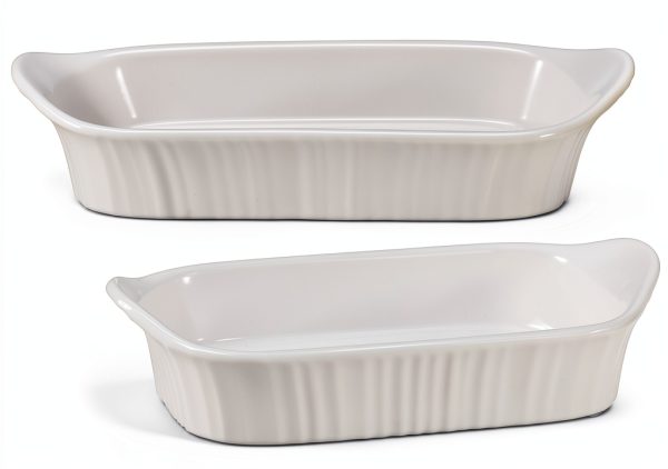 CorningWare French White Ceramic Bakeware Set Oven Safe-0