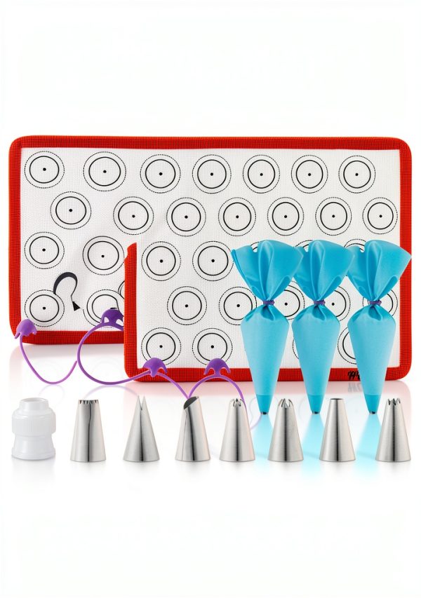 HOTPOP Macaron Baking Kit Silicone Mats Piping Tips-0
