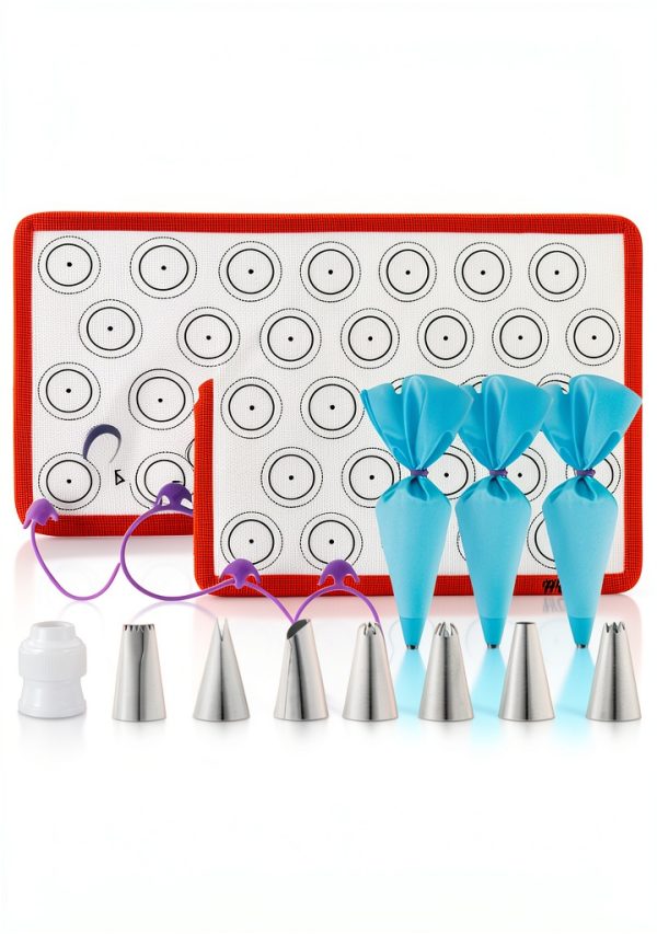 HOTPOP Macaron Baking Kit Silicone Mats Piping Tips-0