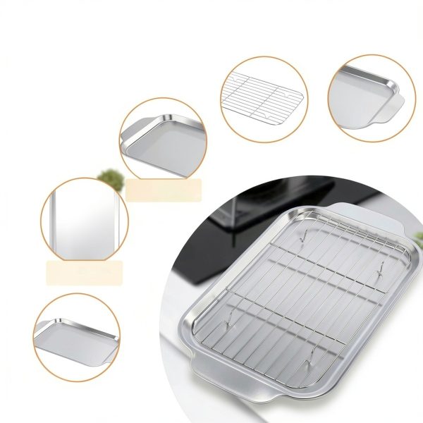 Cook Time Stainless Steel Baking Pan Set with Cooling Rack-1