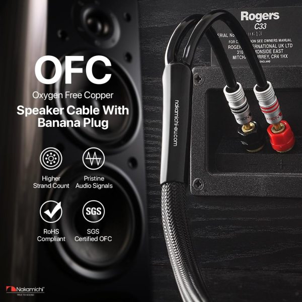 Nakamichi Banana Plug Cable 24k Gold OFC 6ft Black-4