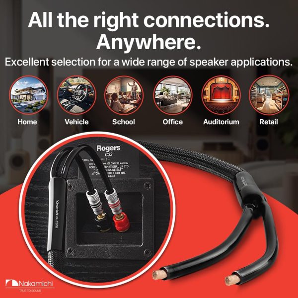 Nakamichi Banana Plug Cable 24k Gold OFC 6ft Black-6