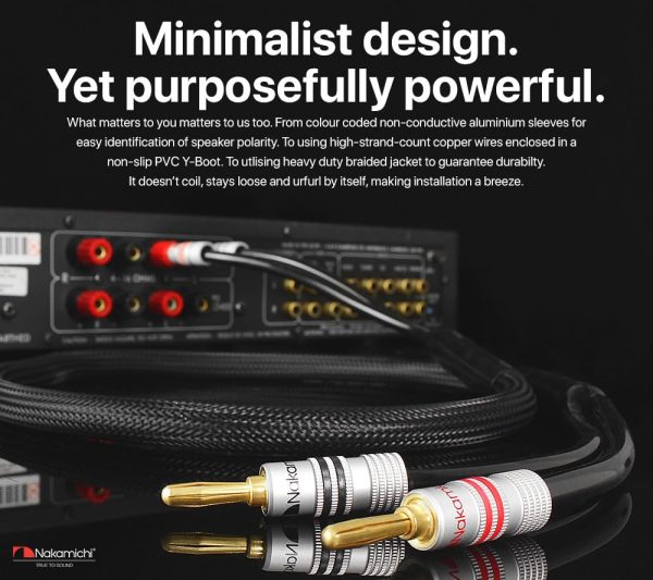 Nakamichi Banana Plug Cable 24k Gold OFC 6ft Black-1