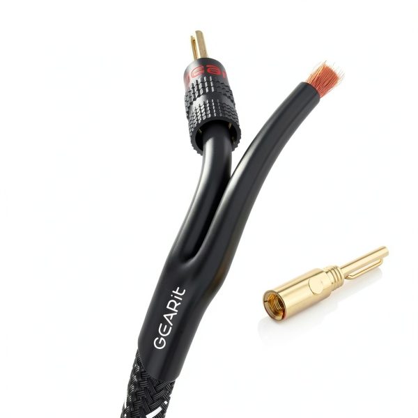 GearIT 12AWG Speaker Wire Banana Plug Cable Black-1