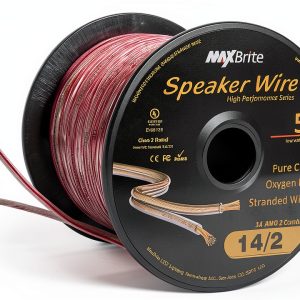 14 AWG MaxBrite Speaker Wire 2-Conductor Red 50ft Spool-0