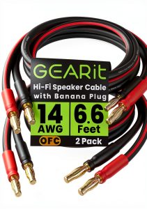 Speaker Wire Banana Plug 14AWG GEARit 2-Pack Black 6.6 ft-0