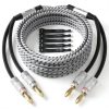 Elecan 20FT Banana Tip Speaker Cable 14AWG Braided Nylon Gold Plated-0