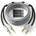 Elecan 20FT Banana Tip Speaker Cable 14AWG Braided Nylon Gold Plated-0