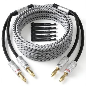 Elecan 20FT Banana Tip Speaker Cable 14AWG Braided Nylon Gold Plated-0