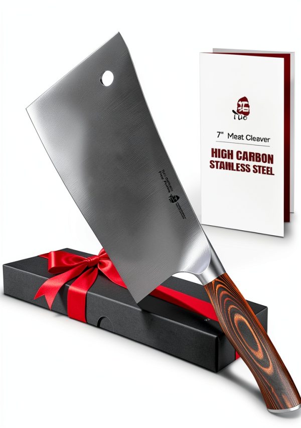 TUO Meat Cleaver 7 inch Heavy Duty Bone Chopper with Pakkawood Handle-0