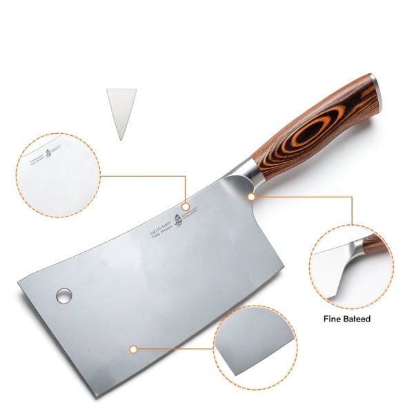 TUO Meat Cleaver 7 inch Heavy Duty Bone Chopper with Pakkawood Handle-4