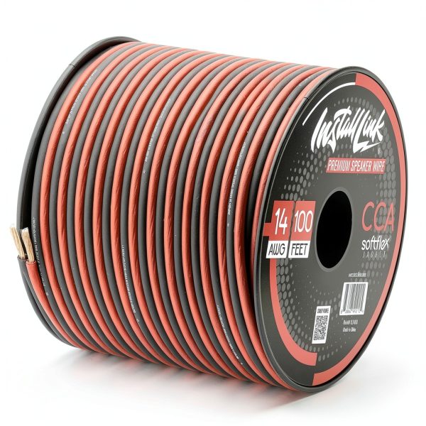 Install Link 14 Gauge Speaker Wire 100ft Frosted Red/Black CCA-8